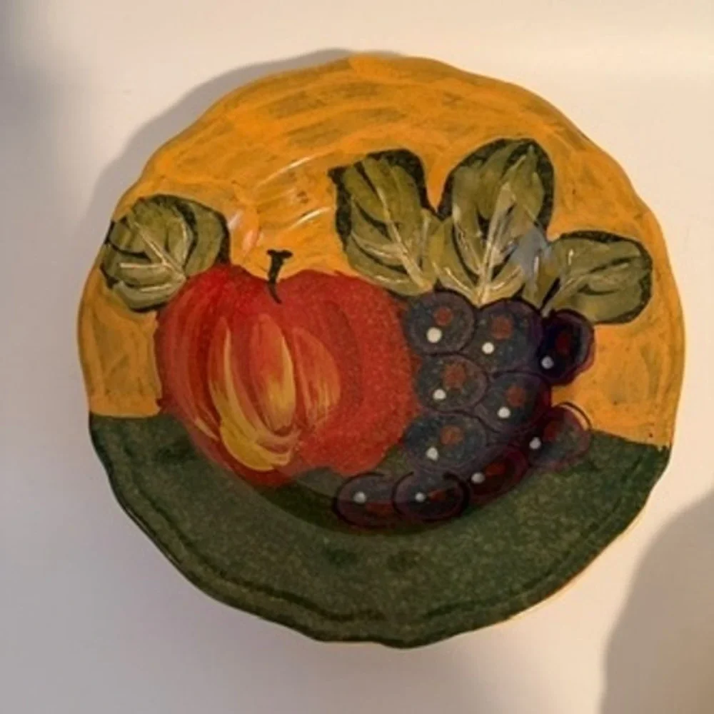 Arte Italica Made in Italy Hand Painted Fruit Ceramic Pasta Bowls Set of 2 9.5